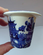Load image into Gallery viewer, 1920s ROYAL DOULTON Miniature Meat Pot. Flow Blue with Traditional Willow Pattern
