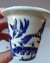 Load image into Gallery viewer, 1920s ROYAL DOULTON Miniature Meat Pot. Flow Blue with Traditional Willow Pattern
