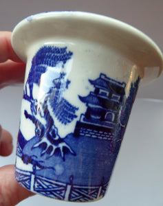 1920s ROYAL DOULTON Miniature Meat Pot. Flow Blue with Traditional Willow Pattern