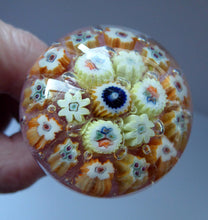 Load image into Gallery viewer, VASART GLASS Paperweight Set into a Lassman Chrome Bottle Opener Section. Miniature Millefiori Weight; 1960s
