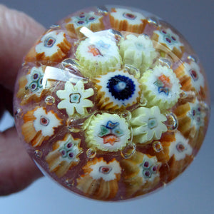 VASART GLASS Paperweight Set into a Lassman Chrome Bottle Opener Section. Miniature Millefiori Weight; 1960s