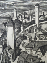 Load image into Gallery viewer, William Wilson Etching. The Walls of Rothenburg 1929
