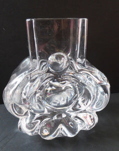 SCANDINAVIAN Stylised Glass Vase. Designed by Lars Hellsten for Skruf Glass, Sweden. SIGNED