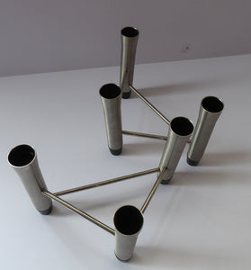 1960s / 1970s CHICHESTER COMPANY Stainless Steel Tripod Candlestick