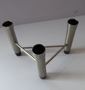 1960s / 1970s CHICHESTER COMPANY Stainless Steel Tripod Candlestick