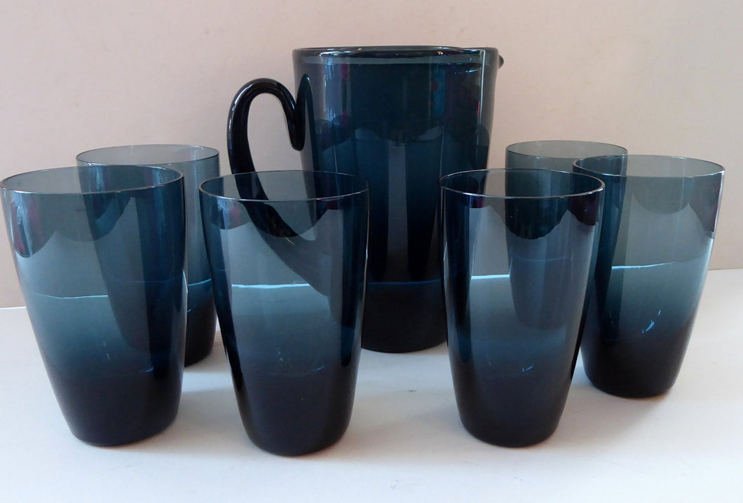 Vintage 1960s HOLMEGAARD Lemonade Set. Large Serving Jug and Six Matching Tumblers. Excellent Condition