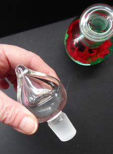 SCOTTISH GLASS. Vintage Caithness Glass Bulbous Perfume Bottle POPPY Design. Sultry Evening. Limited Edition