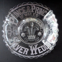 Load image into Gallery viewer, King Edward VII Silver Wedding Clear Pressed Glass Dish. 1863 - 1888. 8 1/2 inches. Rare Royal Memorabilia
