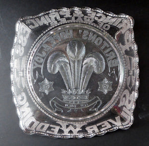 King Edward VII Silver Wedding Clear Pressed Glass Dish. 1863 - 1888. 8 1/2 inches. Rare Royal Memorabilia