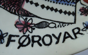 Rare Vintage FOROYAR or FAROE ISLANDS Decorative Plate.  Fisherman and Fishwife. 7 inches
