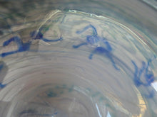 Load image into Gallery viewer, British STUDIO GLASS BOWL by the Scottish Glass Artist, Graham Muir. Signed. With images of little blue comical figures
