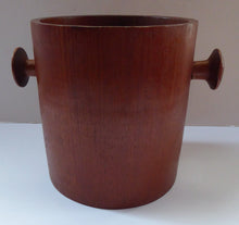 Load image into Gallery viewer, Vintage SCANDINAVIAN Heavy Teak Ice Bucket - with Lug Handles and Recessed Lid with Raised Knop. Good vintage condition; 1960s
