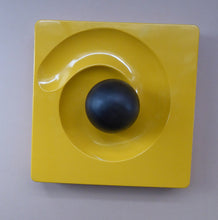 Load image into Gallery viewer, ARTEMIDE MILANO. 1969 Classic Italian Design by Eleonore Peduzzi Riva;  Spiral / Spyros Ashtray. Yellow Plastic with Black Ball
