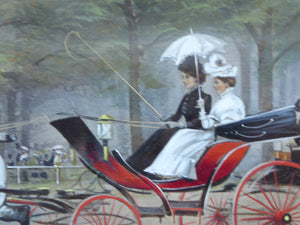 ANTIQUE Edwardian Silver Plate Cigar or Cigarette Box - with hand embellised print by GEORGE WRIGHT. Carriage Image