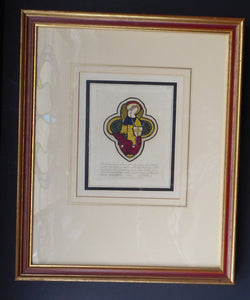 1805 Antique Coloured Engraving of Stained Glass William Fowler Lincolnshire