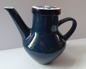 German 1960s MELITTA Blue Sunflowers PORCELAIN Coffee Pot. Designed by Lilo Kantner