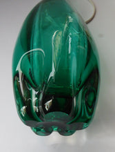 Load image into Gallery viewer, Genuine WHITEFRIARS MR1 Vintage Aquamarine Glass Lamp Base. With Original Plastic Bulb Holder Wired with New Cable
