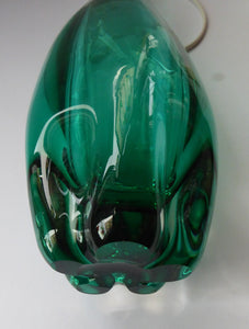 Genuine WHITEFRIARS MR1 Vintage Aquamarine Glass Lamp Base. With Original Plastic Bulb Holder Wired with New Cable