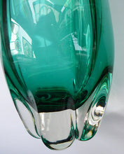 Load image into Gallery viewer, Genuine WHITEFRIARS MR1 Vintage Aquamarine Glass Lamp Base. With Original Plastic Bulb Holder Wired with New Cable
