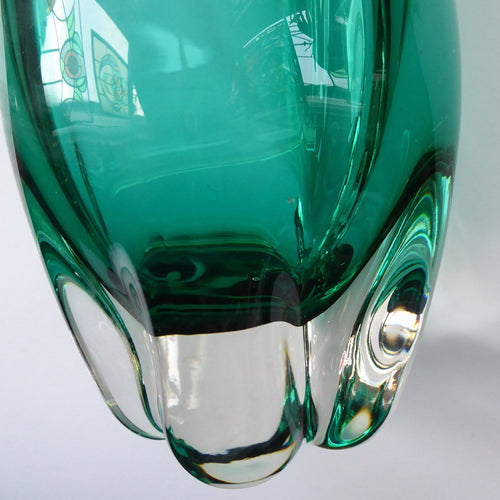 Genuine WHITEFRIARS MR1 Vintage Aquamarine Glass Lamp Base. With Original Plastic Bulb Holder Wired with New Cable