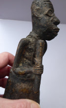 Load image into Gallery viewer, AFRICAN Benin Bronze, NIGERIA. Figurine / Sculpture of a Woman Holding a Stick to Grind Grain.  8 1/4 inches
