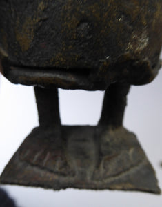 AFRICAN Benin Bronze, NIGERIA. Figurine / Sculpture of a Woman Holding a Stick to Grind Grain.  8 1/4 inches