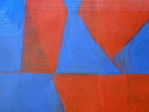 Frank Beanland Abstract Spot Painting Red and Blue Abstract