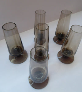 1960s STROMA. Classic Scottish CAITHNESS GLASS Peat Coloured Liqueur or Shot Glasses