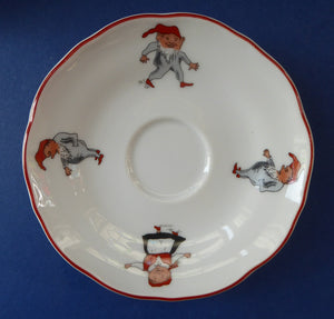 Vintage NORWEGIAN Porsgrund NISSE Elves or Gnomes Cup and Saucer. Dated 1993 on the base