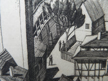 Load image into Gallery viewer, William Wilson Etching. The Walls of Rothenburg 1929
