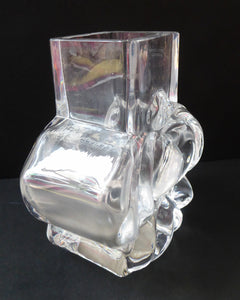 SCANDINAVIAN Stylised Glass Vase. Designed by Lars Hellsten for Skruf Glass, Sweden. SIGNED