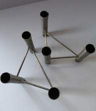 Load image into Gallery viewer, 1960s / 1970s CHICHESTER COMPANY Stainless Steel Tripod Candlestick
