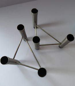 1960s / 1970s CHICHESTER COMPANY Stainless Steel Tripod Candlestick