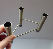 Load image into Gallery viewer, 1960s / 1970s CHICHESTER COMPANY Stainless Steel Tripod Candlestick
