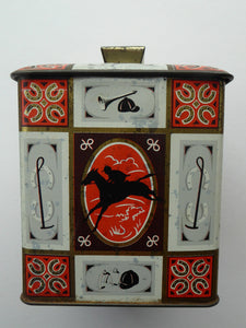 Quirky 1960s Vintage Toffee Tin by Edward Sharp & Son, Kent. Decorated with Stylised Images of Horses