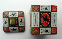 Load image into Gallery viewer, Quirky 1960s Vintage Toffee Tin by Edward Sharp &amp; Son, Kent. Decorated with Stylised Images of Horses

