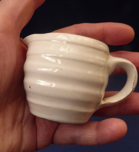 CH BRANNAM Pottery, Barnstaple, Rare Miniature White Glazed Ribbed Jug