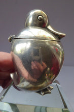 Load image into Gallery viewer, ART DECO Chrome Duck Inkwell on Faceted Clear Glass Base. Lovely Stylised Model - and Most Unusual
