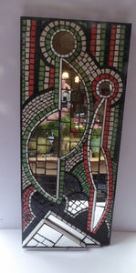 Vintage 1960s MOSAIC PANEL. Abstract Design on Heavy Wooden Constructed Panel. Mosaic Tiles and Mirrors. Stunning Original Vintage Artwork