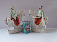 Load image into Gallery viewer, Rarer PAIR of Antique Staffordshire Figures: Colonel Peard &amp; Garibaldi. Unification of Italy Historical Interest; c 1860
