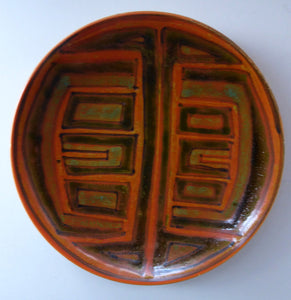 1960s Poole Pottery Studio Backstamp Hand Decorated Plate