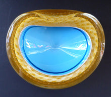 Load image into Gallery viewer, Fabulous 1960s MURANO Sommerso GEODE Bowl. With Blue, White and Yellow Cased Glass - and Controlled Bullicante
