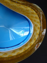 Load image into Gallery viewer, Fabulous 1960s MURANO Sommerso GEODE Bowl. With Blue, White and Yellow Cased Glass - and Controlled Bullicante

