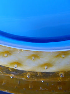 Fabulous 1960s MURANO Sommerso GEODE Bowl. With Blue, White and Yellow Cased Glass - and Controlled Bullicante
