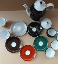 Load image into Gallery viewer, Vintage 1950s German Schonwald Porcelain Coffee Set in Harlequin Colours
