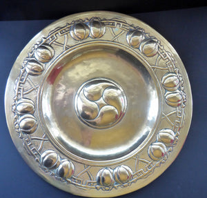 GLASGOW SCHOOL Arts and Crafts Brass Wall Charger. Fine Antique Metalwork; possibly by Margaret Gilmour