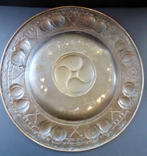 Load image into Gallery viewer, GLASGOW SCHOOL Arts and Crafts Brass Wall Charger. Fine Antique Metalwork; possibly by Margaret Gilmour
