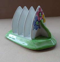Load image into Gallery viewer, SCOTTISH POTTERY. Sweet Little 1920s BOUGH Ceramic Toast Rack. Hand Painted Spring Flowers
