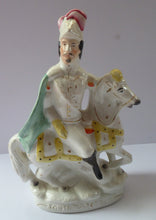 Load image into Gallery viewer, LOUIS NAPOLEON on Horseback. Rarer 19th Century ANTIQUE Staffordshire Figurine 1850s
