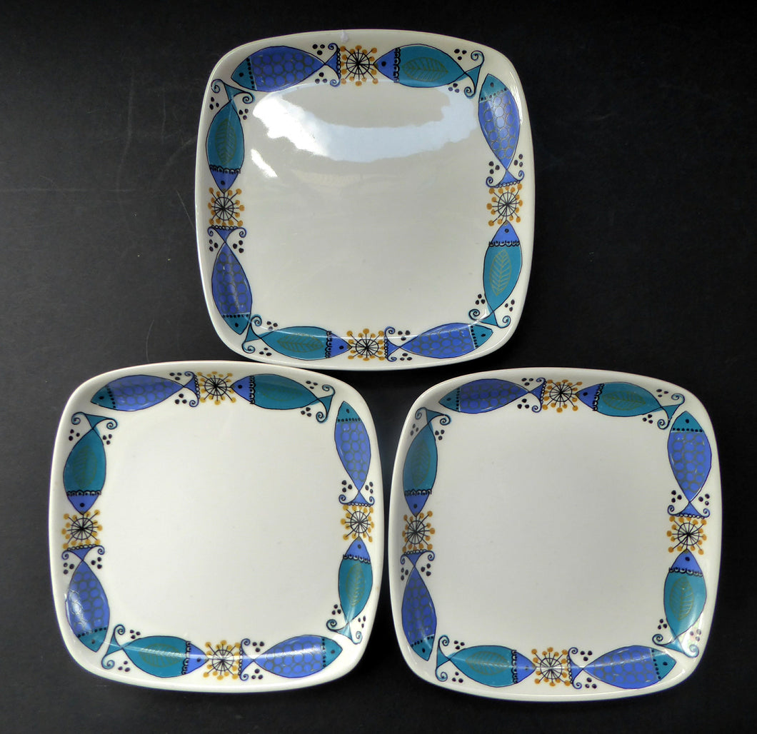 1960s NORWEGIAN CLUPEA (Herring) Design by Turi for Figgjo Flint. SPARES Three Square Side Plates